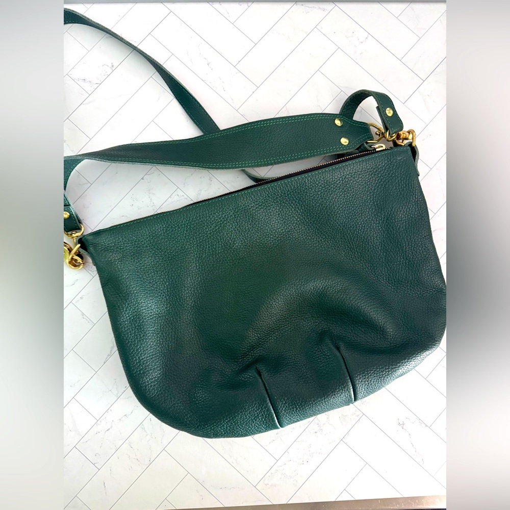 Clare V Moyen Messenger Sea Pebble Leather